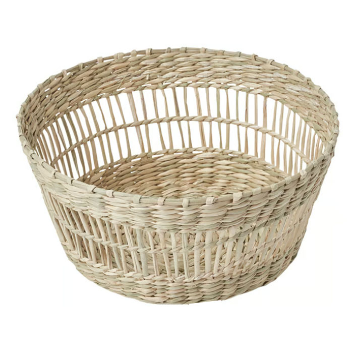 Canasto o panera redondo tejido de fibras naturales color beige